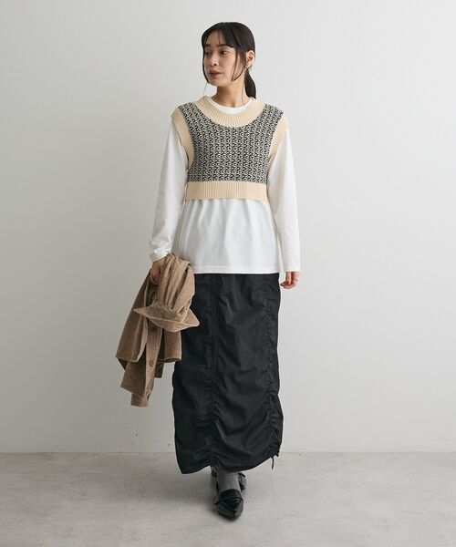 CRAFT STANDARD BOUTIQUE(クラフトスタンダードブティック)の「ドロストシャーリングデザインスカート(スカート・レディース・ブラウン/ブラック・FREE)」の19枚目の写真