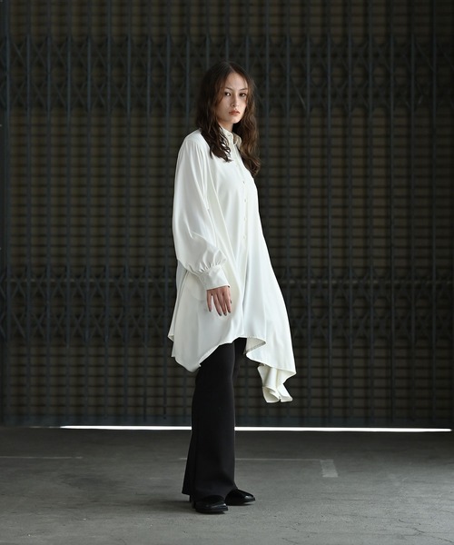 funda mine（ファンダマイン）の「とろみアシンメトリーシャツ（シャツ/ブラウス・レディース・ホワイト/ブラック・FREE）」の8枚目の写真