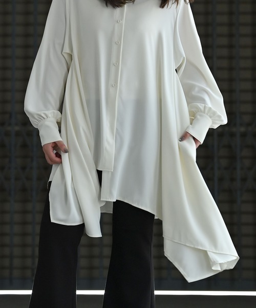 funda mine（ファンダマイン）の「とろみアシンメトリーシャツ（シャツ/ブラウス・レディース・ホワイト/ブラック・FREE）」の19枚目の写真