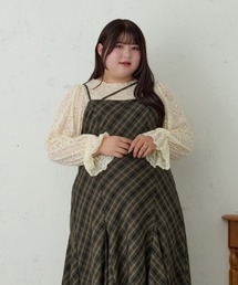 【大きいサイズ】レーストップス+キャミソールSET