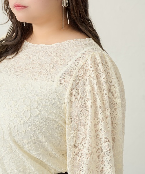 Louiosy（ルオシー）の「【大きいサイズ】レーストップス+キャミソールSET（シャツ/ブラウス・レディース・ブラック/アイボリー・X-LARGE/4L/3L）」の19枚目の写真