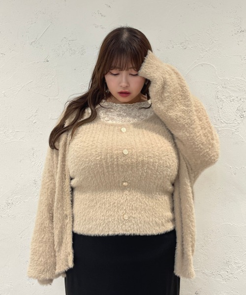 Louiosy（ルオシー）の「【大きいサイズ】レーストップス+キャミソールSET（シャツ/ブラウス・レディース・ブラック/アイボリー・X-LARGE/4L/3L）」の10枚目の写真