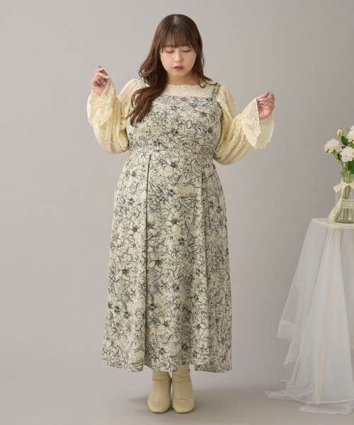 Louiosy（ルオシー）の「【大きいサイズ】レーストップス+キャミソールSET（シャツ/ブラウス・レディース・ブラック/アイボリー・X-LARGE/4L/3L）」の14枚目の写真