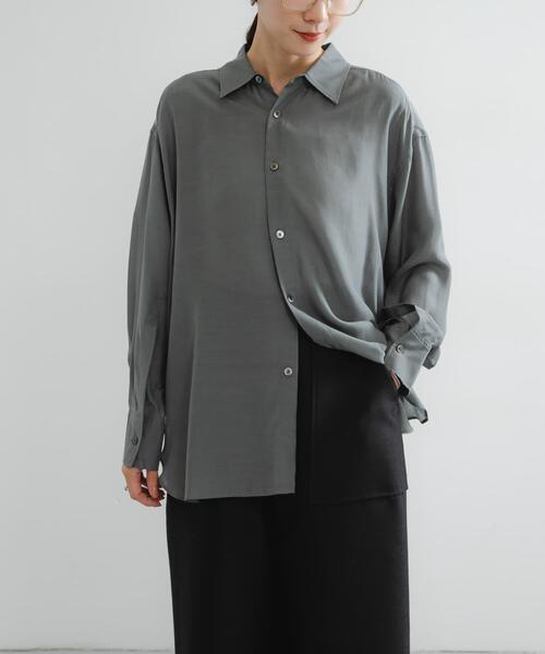 URBAN RESEARCH(アーバンリサーチ)の「new basic WASHABLE CUPRA SHIRTS(シャツ/ブラウス・レディース・ベージュ/グレー系その他・FREE)」の9枚目の写真