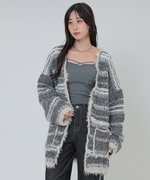 border stitch oversize knit cardigan