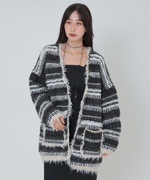 border stitch oversize knit cardigan