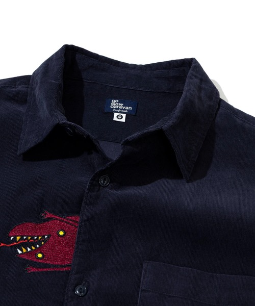 go slow caravan（ゴースローキャラバン）の「コーデュロイ前立て刺繍シャツ（シャツ/ブラウス・メンズ・グリーン系その他/ネイビー/ベージュ・LARGE/X-LARGE/MEDIUM/SMALL）」の4枚目の写真