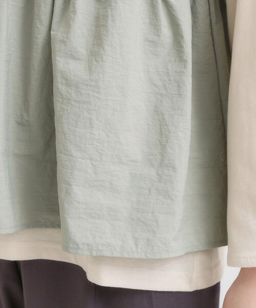 DRESKIP（ドレスキップ）の「【洗濯機可/S-LL】1枚で華やか フリルドッキングトップス（Tシャツ/カットソー・レディース・ブラウン系その他/オフホワイト/チャコールグレー・01/02/03/04）」の22枚目の写真