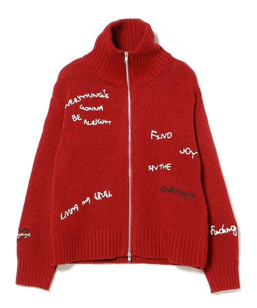 B:MING by BEAMS（ビーミングバイビームス）の「手書き刺繍 ニット（ニット/セーター・レディース・レッド/チャコールグレー/オフホワイト・ONE SIZE）」の13枚目の写真