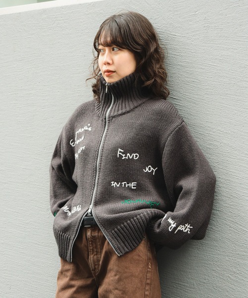 極美品 Black＆White 刺繍 フラッグデザイン ニット レディース トップス ニット デザインニット モノトーン｜JETSET SOLO