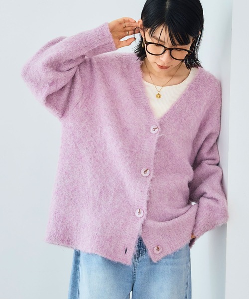 洗える》エブ楽 ブークレシャギーVネックカーディガン【CROSS FUNCTION