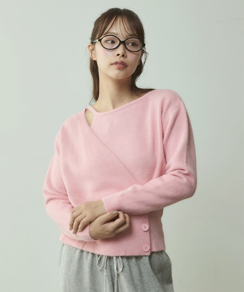 VIVID LADY(ビビッドレディー)の「インナーキャミ付きカーディガン風ニット(ニット/セーター・レディース・ホワイト/ピンク/ブラック・FREE)」の12枚目の写真