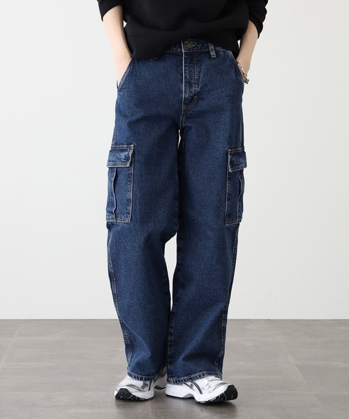 GUESS JEANS(ゲスジーンズ)の「GUESS JEANS GJ G10 CARGO PANTS ゲス ワイドカーゴパンツ デニムパンツ ジーンズ(デニムパンツ・レディース・インディゴブルー・29inch/27inch/25inch/24inch/28inch/26inch)」の12枚目の写真