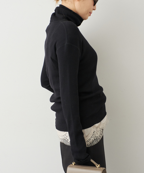 Deuxieme Classe *rib タートル ブラック 指ぬき rib タートル（Tシャツ/カットソー）｜Deuxieme Classe