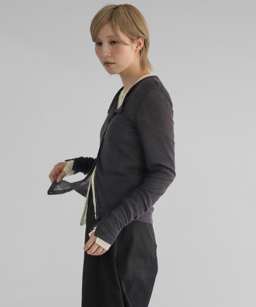 lit(リット)の「Front Curve Cut Cardigan(Tシャツ/カットソー・レディース・チャコールグレー/セージグリーン/アイボリー・FREE)」の7枚目の写真