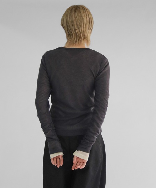 lit(リット)の「Front Curve Cut Cardigan(Tシャツ/カットソー・レディース・チャコールグレー/セージグリーン/アイボリー・FREE)」の8枚目の写真