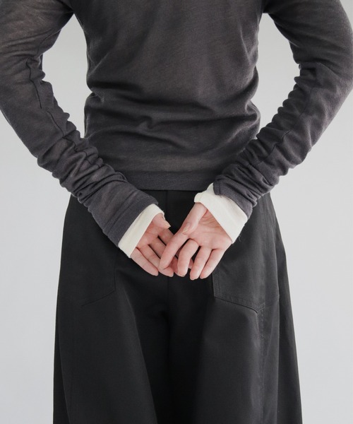 lit(リット)の「Front Curve Cut Cardigan(Tシャツ/カットソー・レディース・チャコールグレー/セージグリーン/アイボリー・FREE)」の12枚目の写真