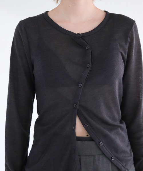 lit(リット)の「Front Curve Cut Cardigan(Tシャツ/カットソー・レディース・チャコールグレー/セージグリーン/アイボリー・FREE)」の13枚目の写真