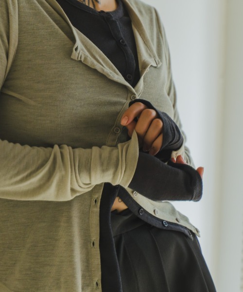 lit(リット)の「Front Curve Cut Cardigan(Tシャツ/カットソー・レディース・チャコールグレー/セージグリーン/アイボリー・FREE)」の21枚目の写真