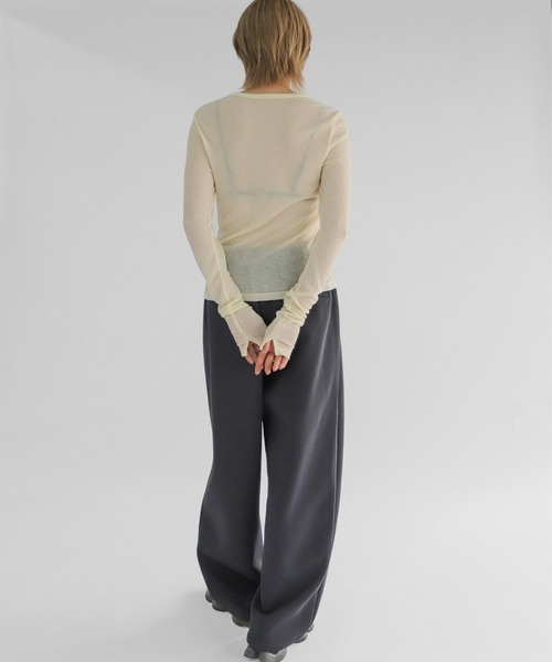 lit(リット)の「Front Curve Cut Cardigan(Tシャツ/カットソー・レディース・チャコールグレー/セージグリーン/アイボリー・FREE)」の6枚目の写真