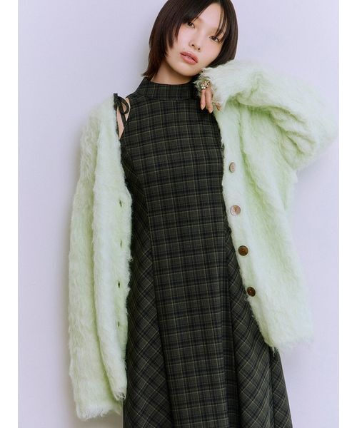 LILY BROWN（リリーブラウン）の「シャギーニットカーディガン（カーディガン/ボレロ・レディース・オレンジ/オフホワイト/ライム・F）」の3枚目の写真