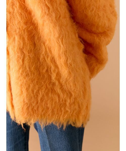 LILY BROWN（リリーブラウン）の「シャギーニットカーディガン（カーディガン/ボレロ・レディース・オレンジ/オフホワイト/ライム・F）」の10枚目の写真