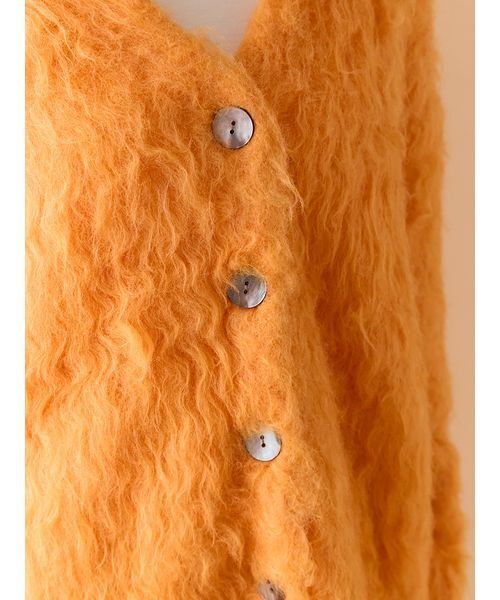 LILY BROWN（リリーブラウン）の「シャギーニットカーディガン（カーディガン/ボレロ・レディース・オレンジ/オフホワイト/ライム・F）」の11枚目の写真