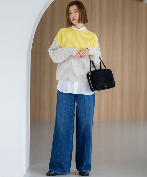 セール】ウールカシミヤ カラーブロック バルキー ニット（ニット