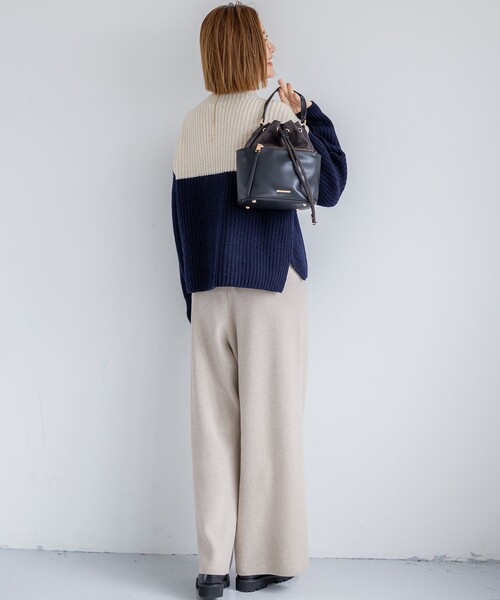 セール】ウールカシミヤ カラーブロック バルキー ニット（ニット