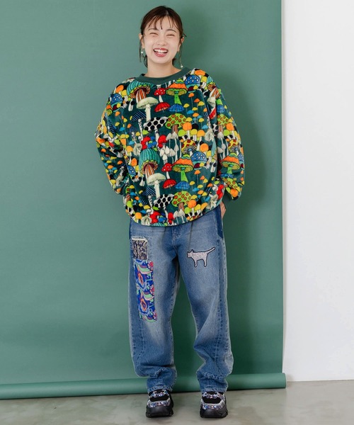 ScoLar（スカラー）の「153696：スカラー柄展開フランネルプルオーバー（Tシャツ/カットソー・レディース・ブラック/グリーン・M）」の3枚目の写真