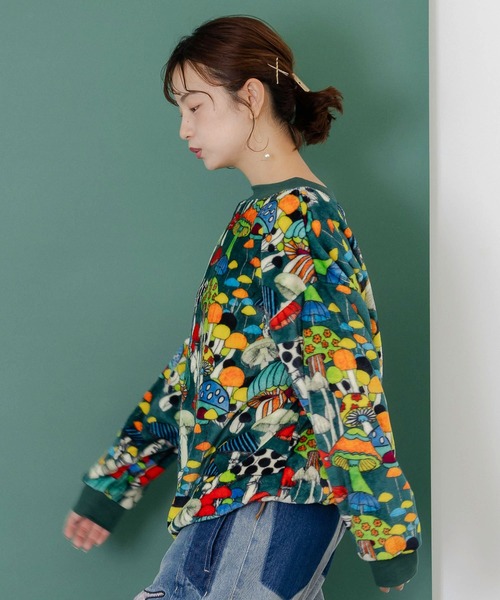 ScoLar（スカラー）の「153696：スカラー柄展開フランネルプルオーバー（Tシャツ/カットソー・レディース・ブラック/グリーン・M）」の5枚目の写真