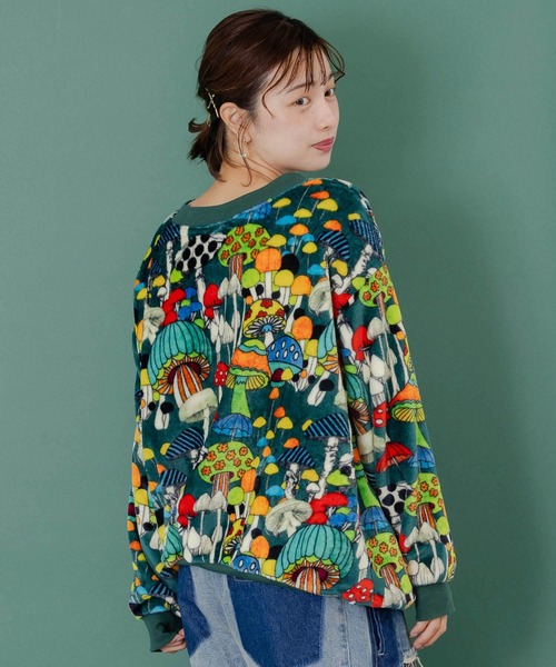 ScoLar（スカラー）の「153696：スカラー柄展開フランネルプルオーバー（Tシャツ/カットソー・レディース・ブラック/グリーン・M）」の6枚目の写真