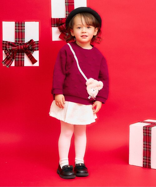 apres les cours(アプレレクール)の「tiny bear ポシェット風トレーナー(スウェット・キッズ・レッド/ベージュ・120/110/100/90/80)」の9枚目の写真