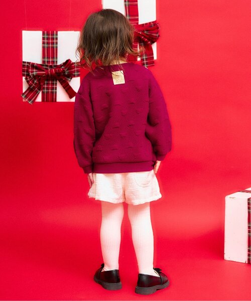 apres les cours(アプレレクール)の「tiny bear ポシェット風トレーナー(スウェット・キッズ・レッド/ベージュ・120/110/100/90/80)」の10枚目の写真