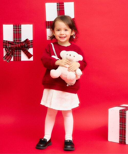 apres les cours(アプレレクール)の「tiny bear ポシェット風トレーナー(スウェット・キッズ・レッド/ベージュ・120/110/100/90/80)」の11枚目の写真