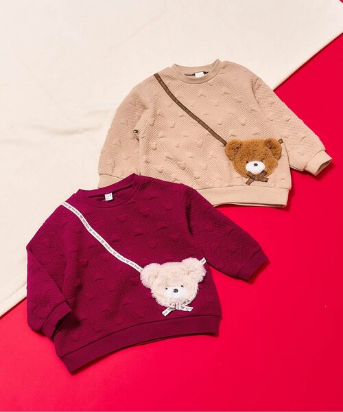 apres les cours(アプレレクール)の「tiny bear ポシェット風トレーナー(スウェット・キッズ・レッド/ベージュ・120/110/100/90/80)」の12枚目の写真