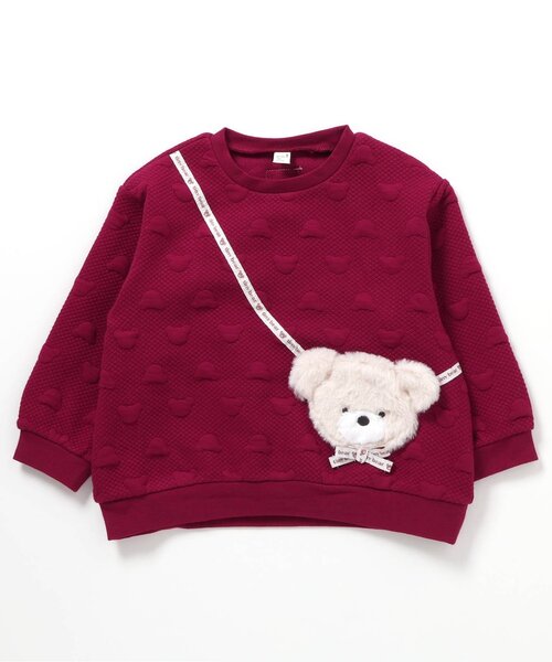 apres les cours(アプレレクール)の「tiny bear ポシェット風トレーナー(スウェット・キッズ・レッド/ベージュ・120/110/100/90/80)」の7枚目の写真