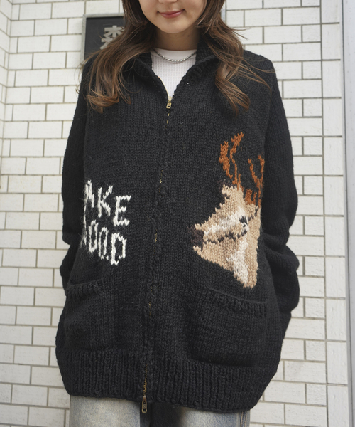 MacMahon Knitting Mills(マクマホン ニッティング ミルズ)の「MacMahon Knitting Mills / マクマホンニッティングミルズ Lake Wood Cowichan(カーディガン/ボレロ・メンズ・ブラック・FREE)」の3枚目の写真