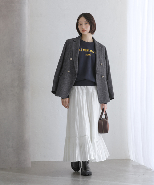 La TOTALITE(ラトータリテ)の「ツイードジャケット(テーラードジャケット・レディース・ブラック/ベージュ・38/36)」の3枚目の写真