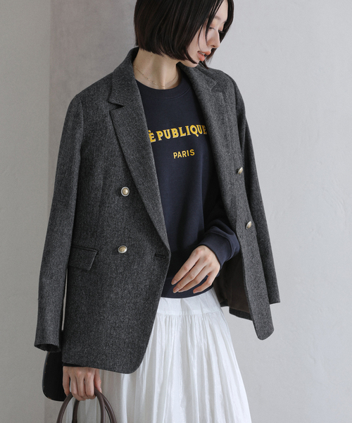 La TOTALITE(ラトータリテ)の「ツイードジャケット(テーラードジャケット・レディース・ブラック/ベージュ・38/36)」の7枚目の写真