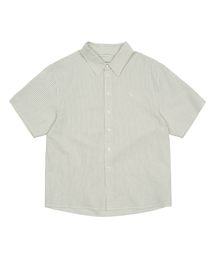 TCM mini logo stripe half shirts (beige)