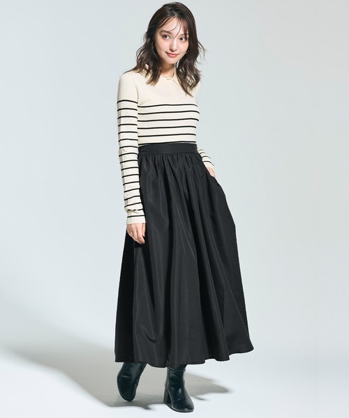 coca（coca）（コカ）の「ポロニットドッキングワンピース（ワンピース・レディース・ブラック/その他1・L/M）」の2枚目の写真