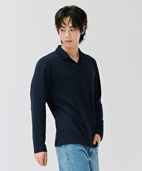 CHASECULT(チェイスカルト)の「男性オープンネックカラーTシャツ-DEZK5106B04(ポロシャツ・メンズ・ネイビー・100/95/105/110)」の2枚目の写真