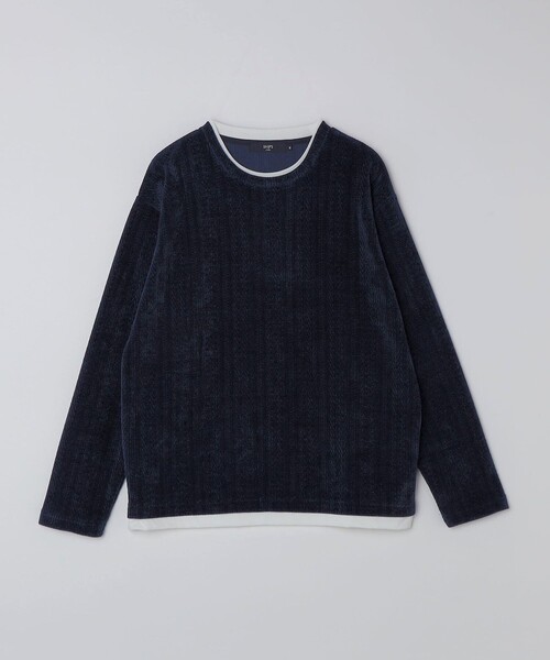 SHIPS Colors(シップス カラーズ)の「SHIPS Colors:モール フェイクレイヤード ロンT(Tシャツ/カットソー・メンズ・ネイビー/ブラウン/オフホワイト・MEDIUM/LARGE/X-LARGE)」の3枚目の写真