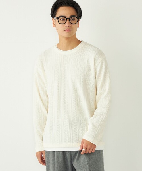 SHIPS Colors(シップス カラーズ)の「SHIPS Colors:モール フェイクレイヤード ロンT(Tシャツ/カットソー・メンズ・ネイビー/ブラウン/オフホワイト・MEDIUM/LARGE/X-LARGE)」の1枚目の写真