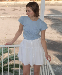 SINOON（シヌーン）の「Butterfly Frill T-Shirts (Blue)（Tシャツ/カットソー）」