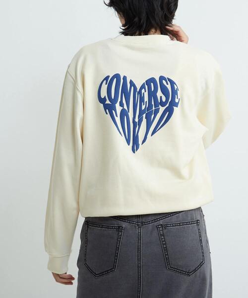 CONVERSE TOKYO(コンバーストウキョウ)の「HEART LOGO BACKPRINT SWEAT(スウェット・レディース・杢グレー/ブラック/ホワイト・FREE)」の2枚目の写真