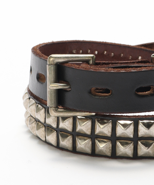 JOURNAL STANDARD（ジャーナルスタンダード）の「MADE IN CALIF Pylamid Studs 2line Belt（ベルト・メンズ・ブラック・32/36）」の4枚目の写真