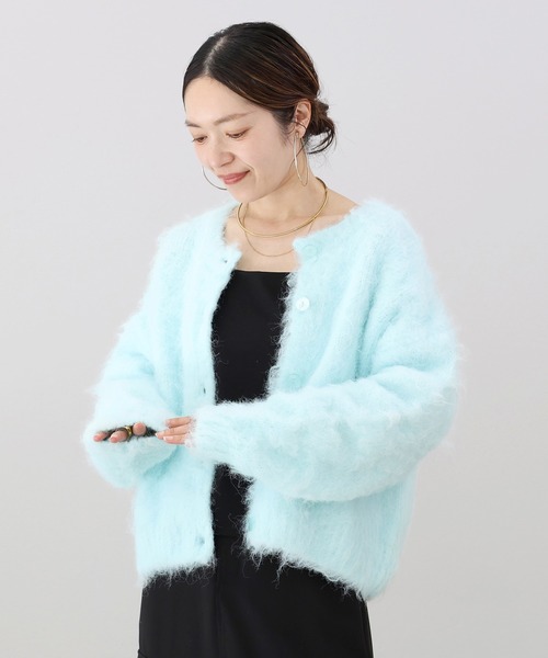 Aletta vita(アレッタビータ)の「ローゲージ起毛加工クルーネックカーディガン(カーディガン/ボレロ・レディース・ブルー/チャコール/ライム・M)」の17枚目の写真