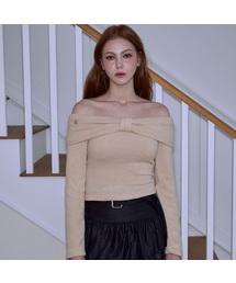 Pigment Off Shoulder Zip-up [Beige]（Tシャツ/カットソー 